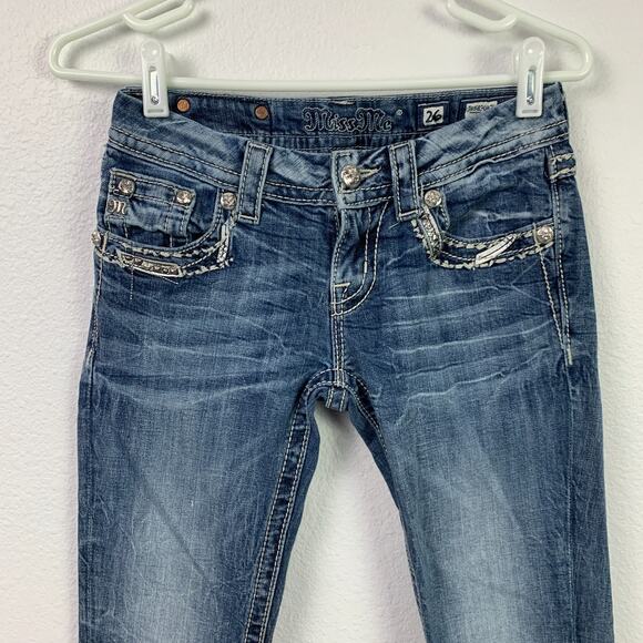 Miss Me Bling Embellished Festival Boot Cut Jeans 26 x 33 JE5836B7L - Picture 2 of 12